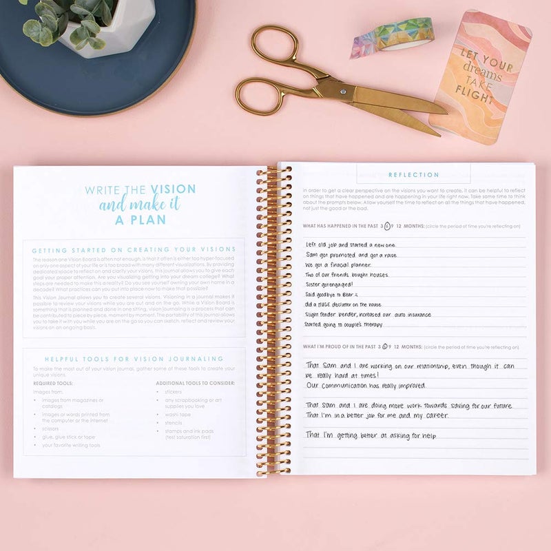 Erin Condren 7" x 9" Prompted Vision Journal - Turquoise Changeable Cover w/Platinum Coil. Vision Spreads, Lined, Dot grid, Sketchbook pages w/ 160 Pages, 80 Sheets of 80# Mohawk Paper - Image 5